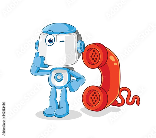 humanoid robot call mascot. cartoon vector
