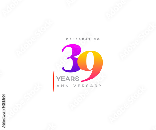 39 years anniversary or birthday celebration design template Vector. 