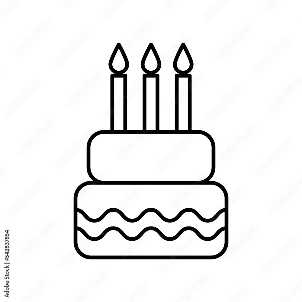Birthday cake icon logo line illustration isolated Birthday cake icon logo line illustration isolated