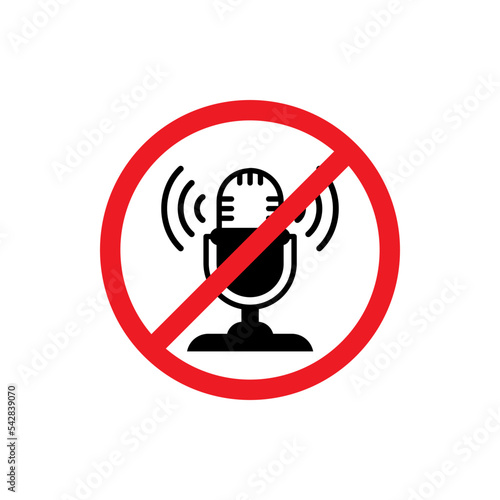 No microphone. Mute or silent sign isolated on white background. Vector illustration