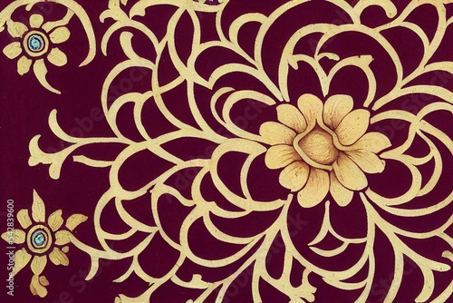 Ethnic motif baroque flower banch and mughal art flower motif