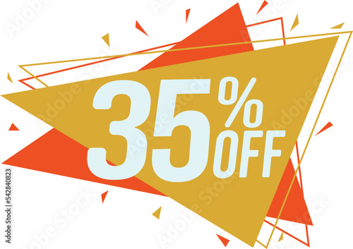 Discount tag with up to 35% off. Sale price sign and icon. Promotion Design Template.