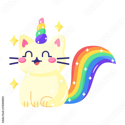 Isolated cute cat lgbt pride icon Vector