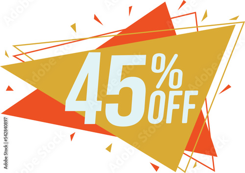Discount tag with up to 45% off. Sale price sign and icon. Promotion Design Template.