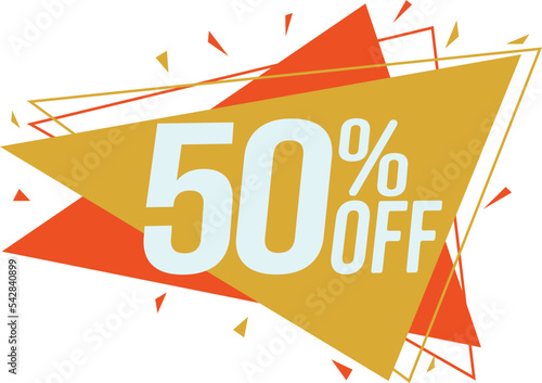Discount tag with up to 50% off. Sale price sign and icon. Promotion Design Template.