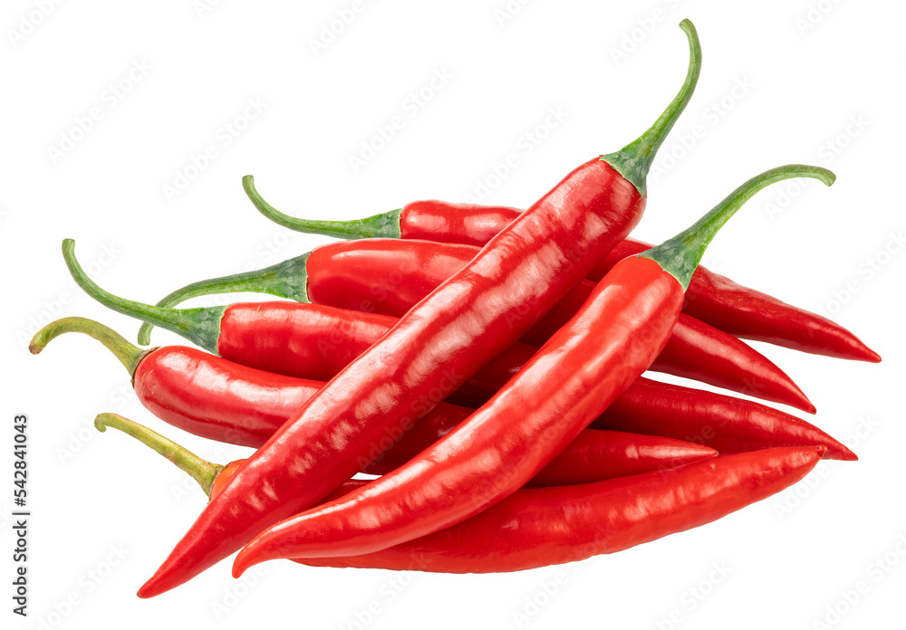 Closeup fresh peppers chili on white, korean Red peppers chili on white background PNG File - obrazy, fototapety, plakaty 