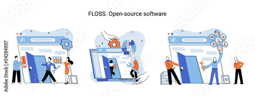 FLOSS. Open source software. Free product anyone can freely redistribute, modify and completely remake, can be improved, modernized thanks to inventions of users. Tiny programming language persons