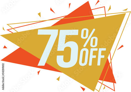 Discount tag with up to 75% off. Sale price sign and icon. Promotion Design Template.