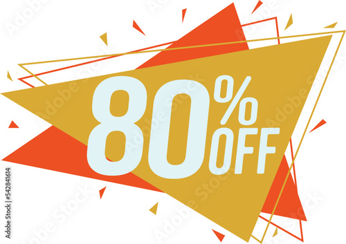 Discount tag with up to 80% off. Sale price sign and icon. Promotion Design Template.