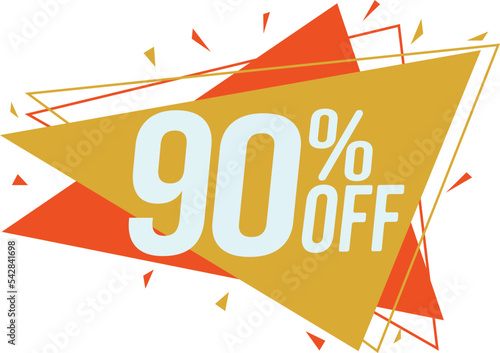 Discount tag with up to 90% off. Sale price sign and icon. Promotion Design Template.