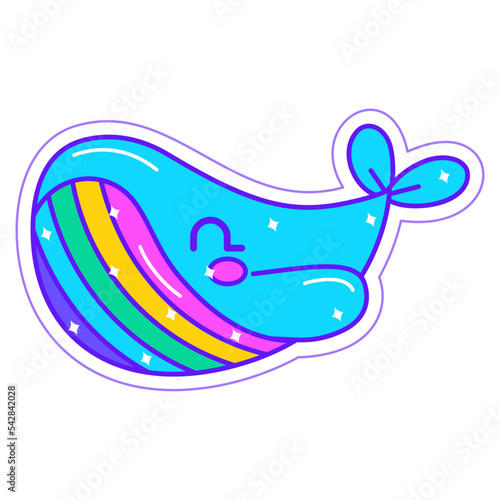 Isolated colored happy whale lgbt pride icon Vector