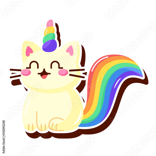 Isolated cute cat lgbt pride icon Vector