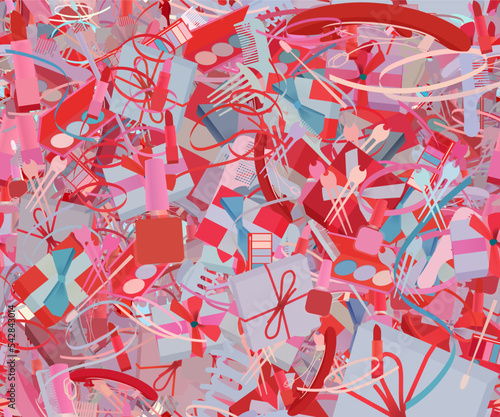 Background pattern abstract seamless design texture. Theme is about salon, box, surprise, new, brush, decor, christmas, nail polish, love, ribbon, wedding, bow, woven, background, ointment