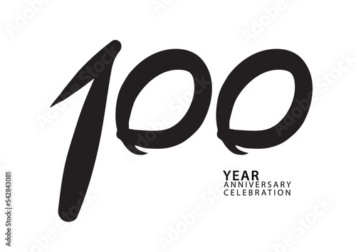 100 year anniversary celebration black color logotype vector, 100 number design, 100th Birthday invitation, logo number design vector illustration