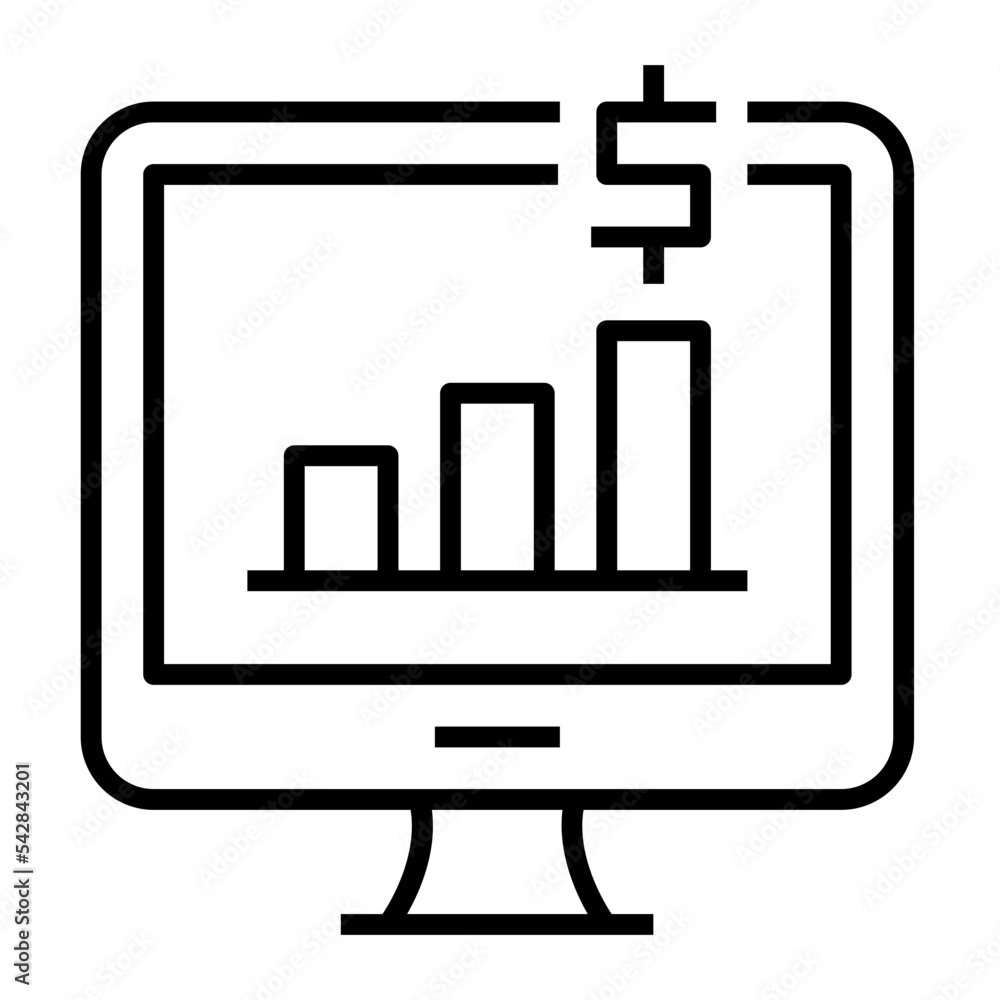 Icon Online Money Growth With Style Outline Icon Online Money Growth With Style Outline