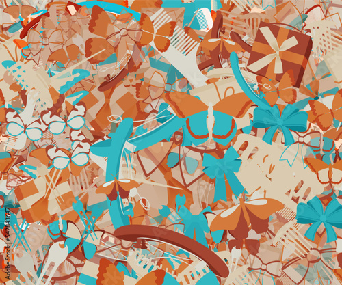 Background pattern abstract seamless design texture. Theme is about ribbons, claw, dressing, Pipevine, Monarch, Butterfly, valentine, new, spring, give, embellishment, vector, fly, hair clips