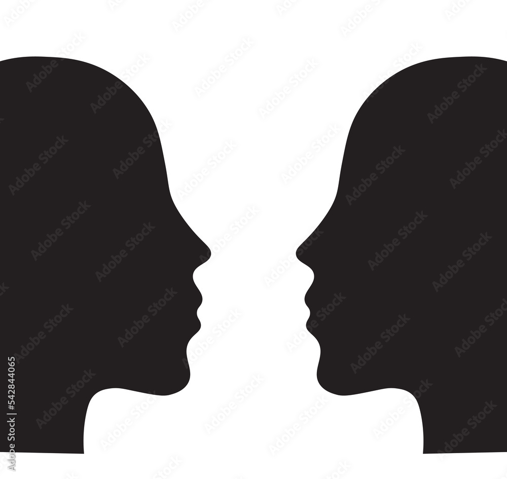 Two human heads vector design.