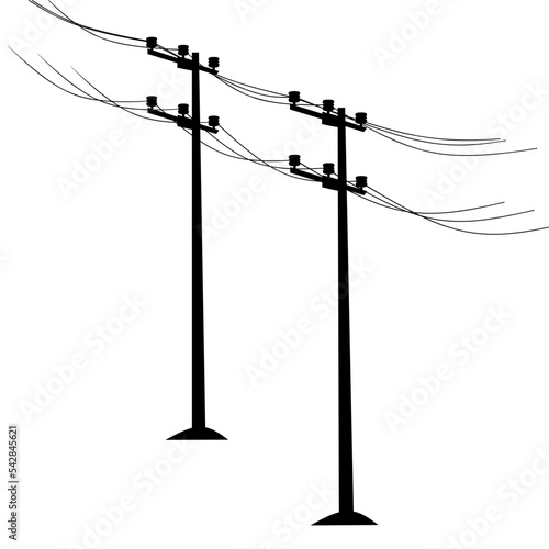 High voltage power line. Cable poles on a white background. Good for logo be careful of electric shock