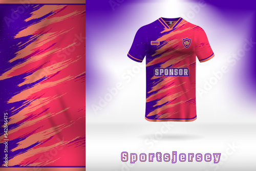 Blue red orange sports jersey uniform template design
