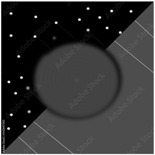Abstract art with different shades of black and white In addition to different forms contrasting the ambiguous sides.Reminiscent of a black hole absorbing like nearby stars.