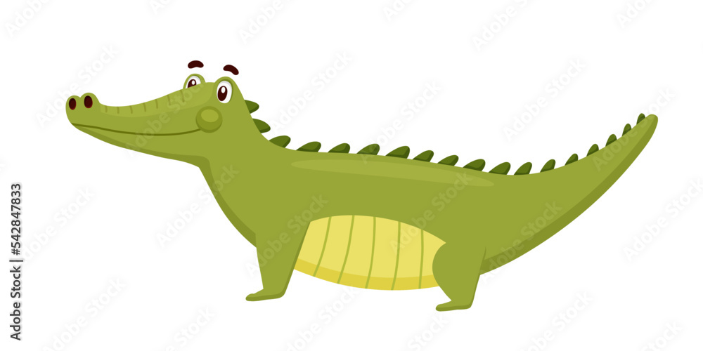 Fototapeta premium Cute Crocodile. Funny Alligator isolated on white. Cartoon Vector Illustration Green Animal Character