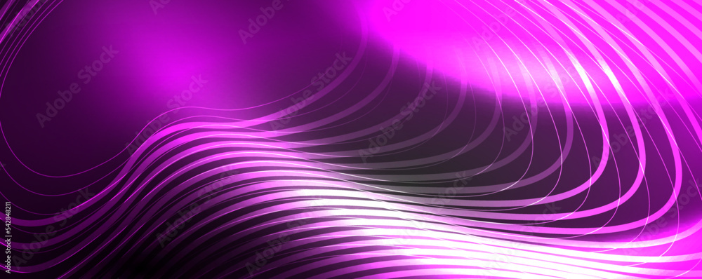 Obraz premium Techno neon wave lines, dynamic electric motion, speed concept. Templates for wallpaper, banner, background, landing page, wall art, invitation, prints