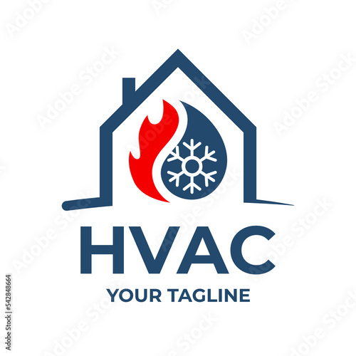 HVAC, house heating and air conditioning logo installation