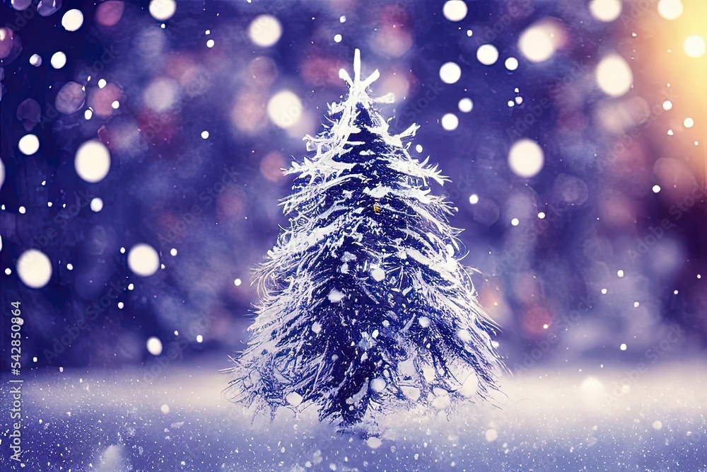 Christmas tree snow background
