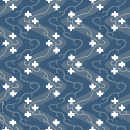 Japanese Cross Shape Zigzag Vector Seamless Pattern