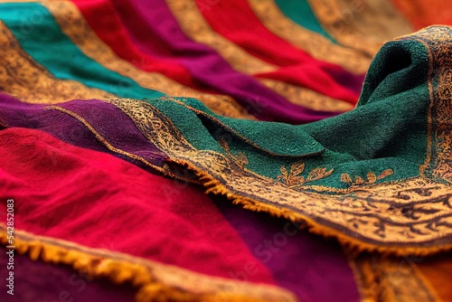 Kani work, is a type of Kashmir shawl originating from the Kanihama area of Kashmir. photo
