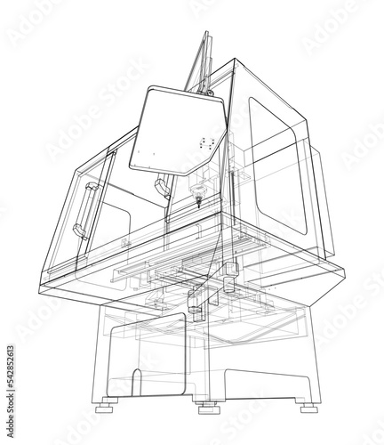 Metalworking CNC milling machine. Vector