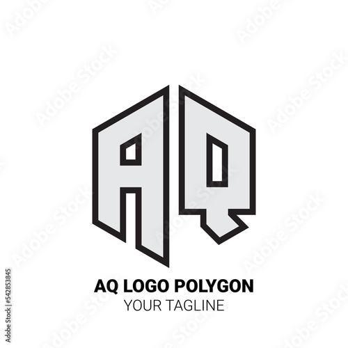 AQ Logo Polygon - Minimalist Alphabet Logo in Polygon Shape