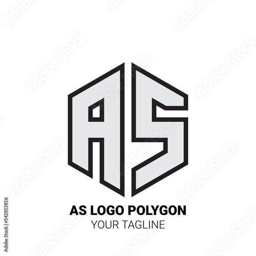 AS Logo Polygon - Minimalist Alphabet Logo in Polygon Shape