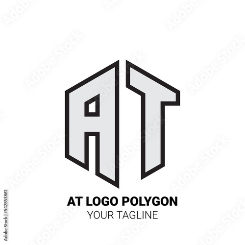 AT Logo Polygon - Minimalist Alphabet Logo in Polygon Shape