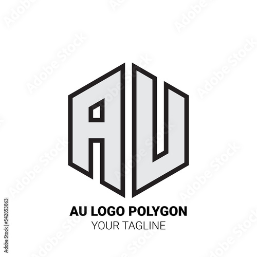 AU Logo Polygon - Minimalist Alphabet Logo in Polygon Shape