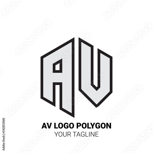 AV Logo Polygon - Minimalist Alphabet Logo in Polygon Shape
