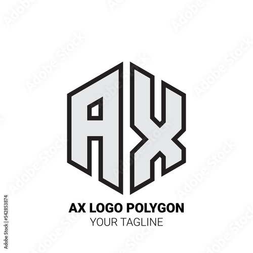 AX Logo Polygon - Minimalist Alphabet Logo in Polygon Shape