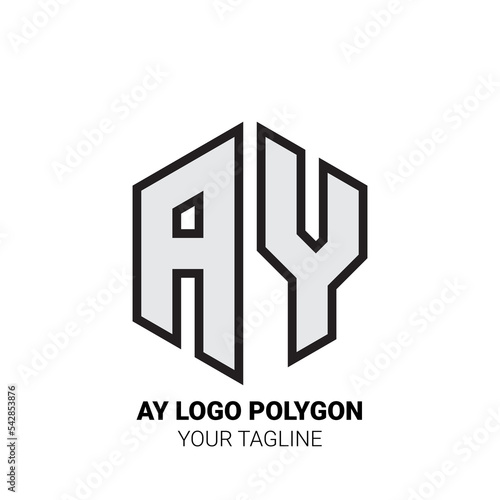AY Logo Polygon - Minimalist Alphabet Logo in Polygon Shape