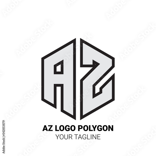 AZ Logo Polygon - Minimalist Alphabet Logo in Polygon Shape
