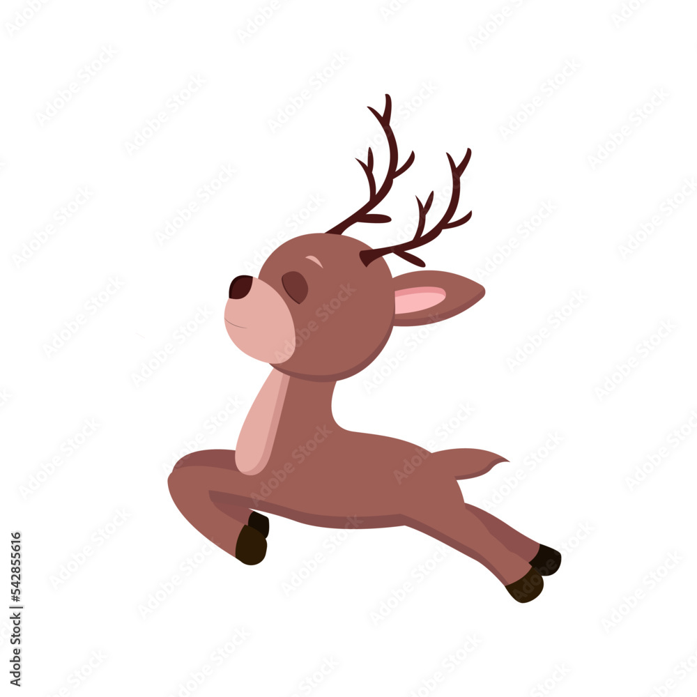 A happy Christmas Reindeer running vector isolated on white background. A happy Christmas Reindeer running vector isolated on white background.