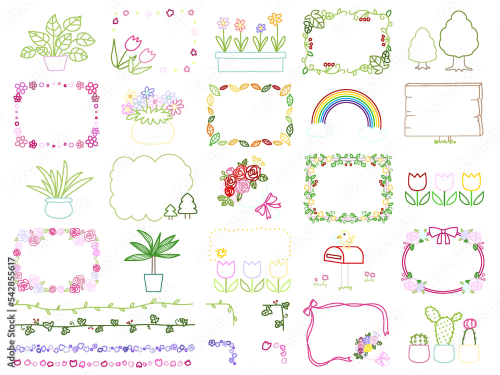 植物の素材とフレームセット 植物の素材とフレームセット
