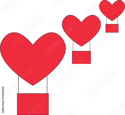 Vector de globos aerostáticos en forma de corazón para San Valentín
