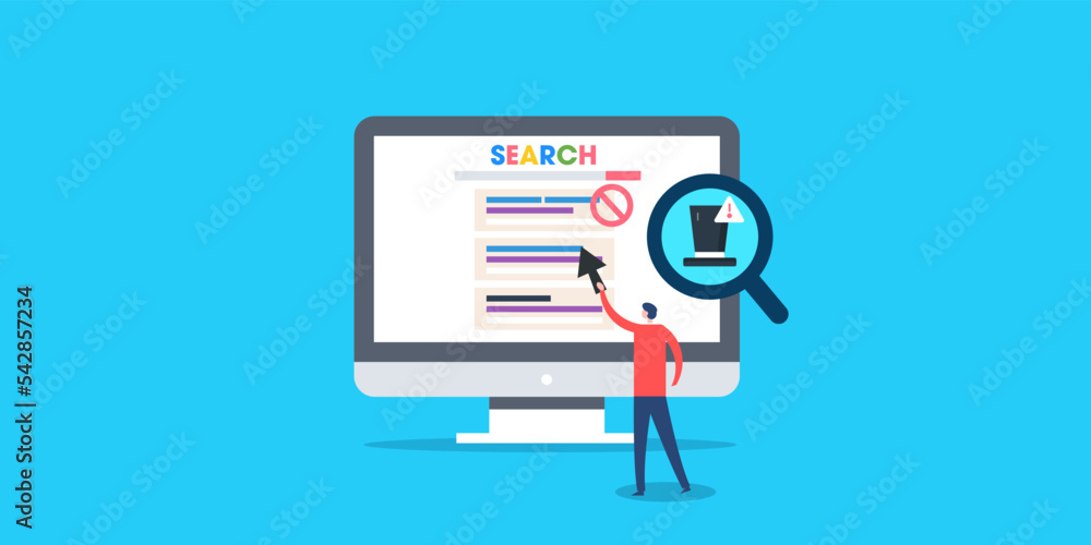 Black hat seo concept vector illustration. Man using other unethical practice for search engine ranking. Black hat seo concept vector illustration. Man using other unethical practice for search engine ranking.