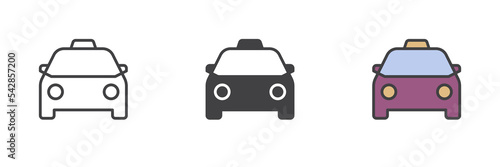 Taxi car different style icon set