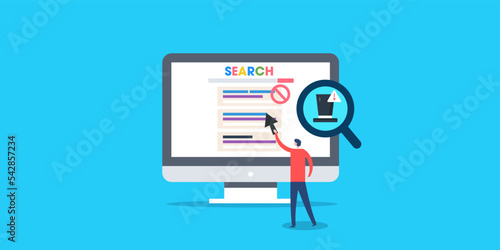 Black hat seo concept vector illustration. Man using other unethical practice for search engine ranking.