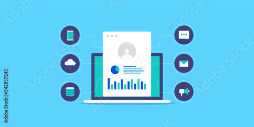 Customer data platform for business collecting information from sources and using market insights to target online audience.