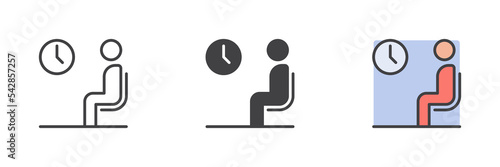 Waiting room different style icon set