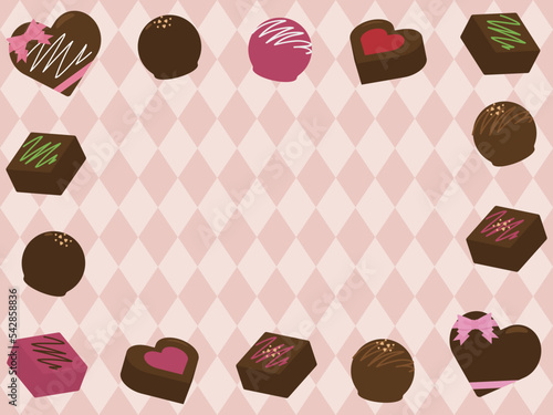 バレンタインデーのチョコレート背景　横位置