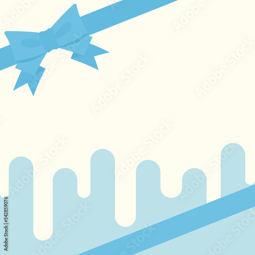 とろけるホワイトチョコレートと斜め掛けリボンの背景　正方形