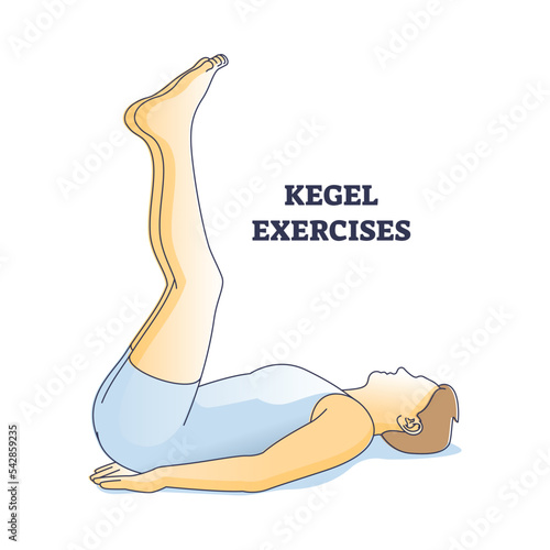 Kegel exercises for male and man pelvic floor muscle training outline concept. Urinary or fecal incontinence treatment with strong muscular system workout sessions vector illustration. Yoga fitness.